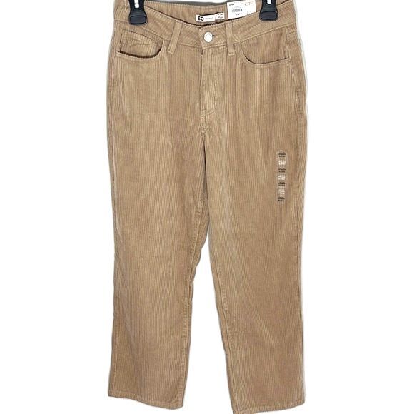 SO High Rise Straight Leg Tan Corduroy Pants NWT Junior Size 9 - Picture 2 of 14